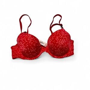 Victorias Secret Red Hearts Push Up Bra Size 32C New Tag